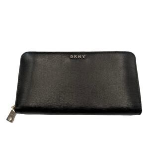 DKNY Faux Leather Perry Zip Around Wallet in Black